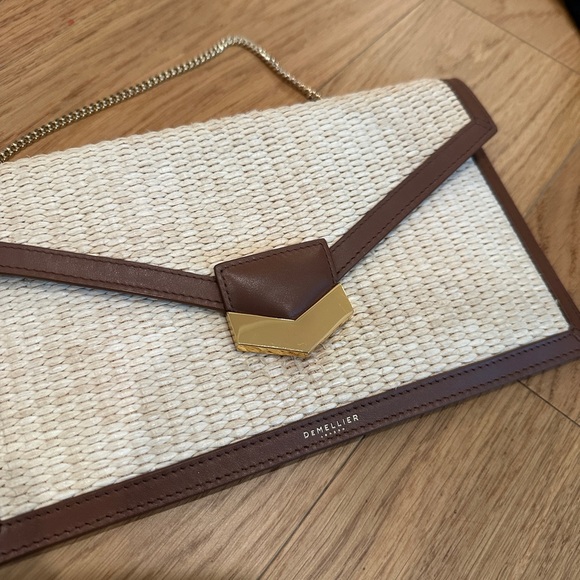 DeMellier Tokyo Raffia/Tan Brown Shoulder Bag Clutch Envelope - Picture 2 of 9